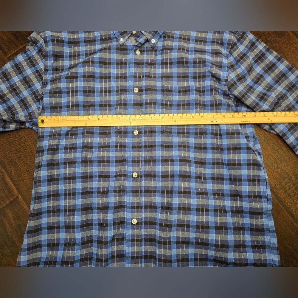 Islandia Mens Collared Button Up Blue Plaid Long Sleeve Top XXL - Picture 4 of 11